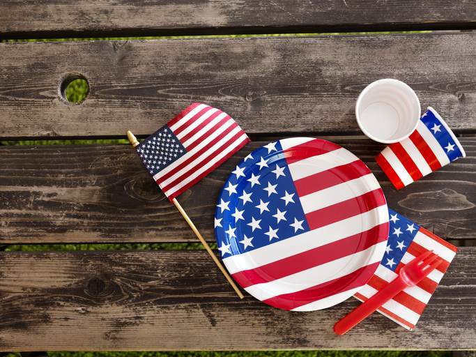 Empty Place setting at a 4th of July Picnic -Photographed on Hasselblad H3D2-39mb Camera